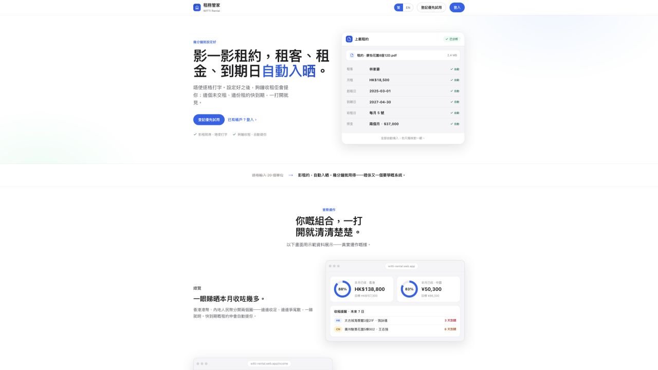 WITTI Rental 實際官網畫面